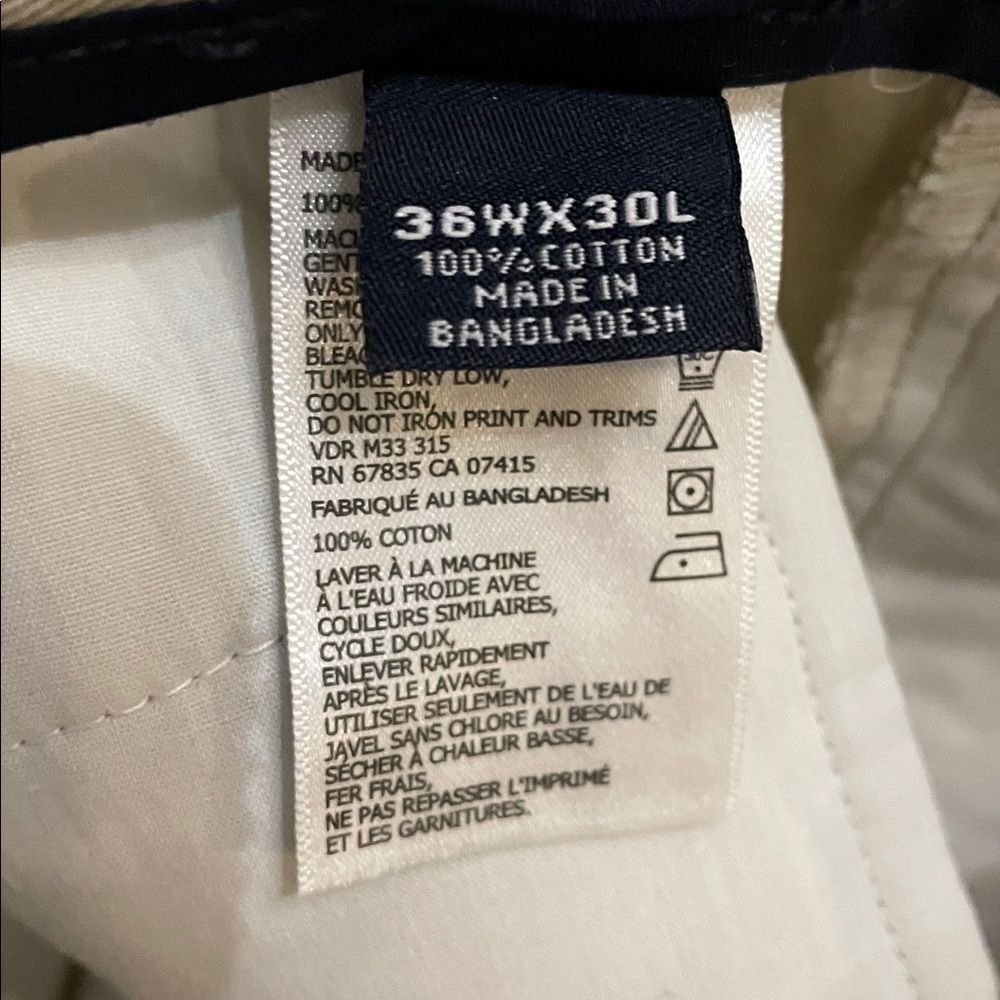 Nautica Khaki Cotton Twill Pleated Pants Mens Size 36x30 Work Preppy - Picture 4 of 13
